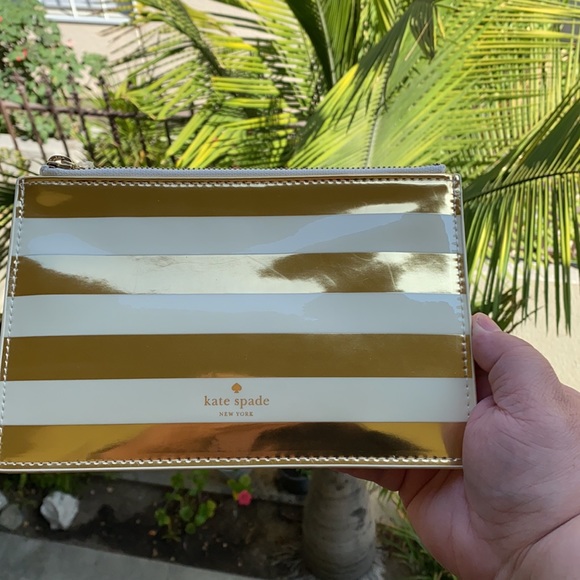 Kate Spade Gold Stripe Pencil Pouch - Picture 6 of 9